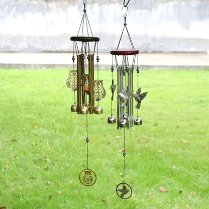 DIY Wind Chimes Outdoor Owl Hummingbird Hanging Ornament Home Copper Bells Garden Yard Decoration