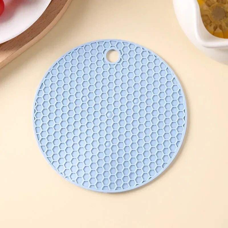 Silicone Round Teacup Mat Table Insulation Mat Dish Non-slip Placemat High Temperature Light Luxury Anti-scalding Casserole Mat