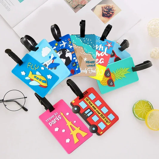 1PC Color Luggage Tags Backpack Bag Suitcase Name Tag Pendant Cute Cartoon Airplane Boarding Label Travel Accessory