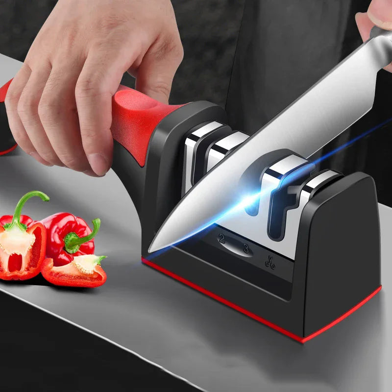 3-Segment Knife Sharpener Knife Sharpeners for Kitchen Knives Stainless Steel Three-Purpose Sharpening Stone for Kitchen Tools