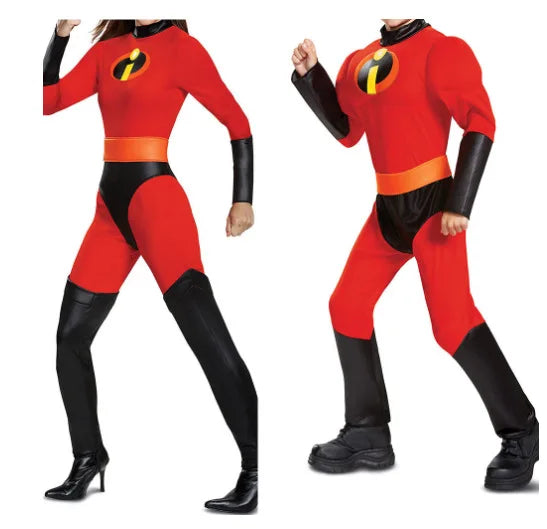 Mr Mrs Incredibles Cosplay Elastigirl Hulk Spider Family Adult Suit Jumpsuit Bodysuit Halloween Costumes Jumpsuit