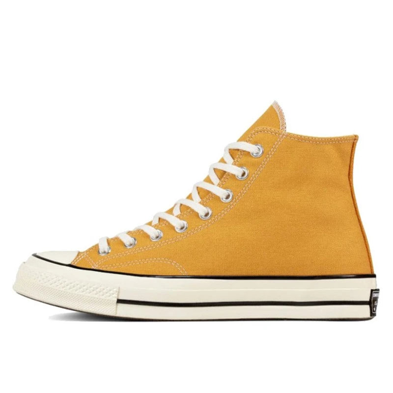 Converse Chuck All Star 1970s - Zapatillas altas informales para hombre y mujer, clásicas, de lona negra y amarilla, transpirables, para monopatín