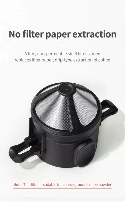Filtro de café portátil de acero inoxidable 304, soporte para café y té, taza reutilizable, juego de taza de té con gotero, cafetera, utensilios de café