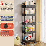 Multi-layer storage rack with wheels, small trolley, home storage, floor to floor, kitchen, bedroom, bathroom 