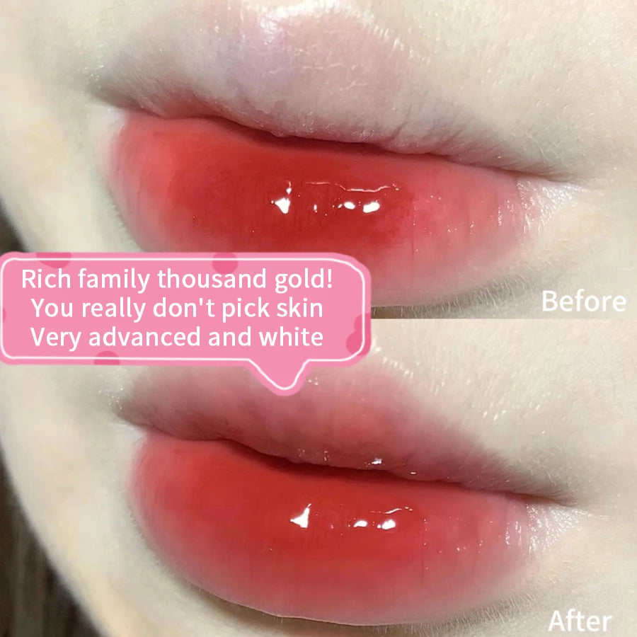 Brillo de labios de larga duración, hidratante, fácil de teñir, resistente al agua, efecto espejo, cristal de agua, brillo de labios, color transparente, cosméticos