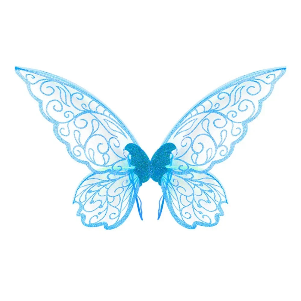 Fantasy Colorful Butterfly Fairy Wings Organza Sparkle Cosplay Wings Handmade Elf Wings Costume for Adult Kid