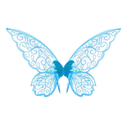 Fantasy Colorful Butterfly Fairy Wings Organza Sparkle Cosplay Wings Handmade Elf Wings Costume for Adult Kid