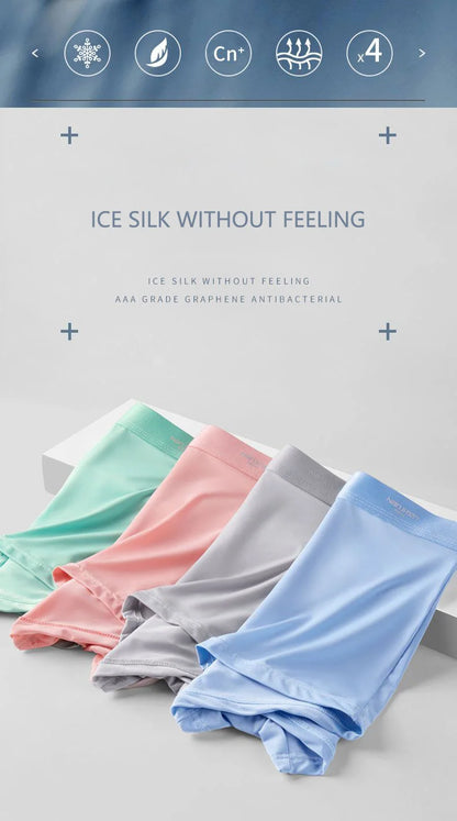 4pcs Boxers Men Underwear Ice Silk Boxer Graphene Man Underpants Breathable Men's Panties Ultrathin Male BoxerShorts Trunk