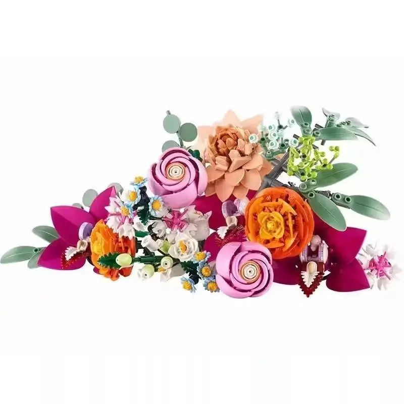Creative 8 bouquets of eternal flowers, roses, orchids, succulents, building blocks, bonsai toys, gifts for girls and children