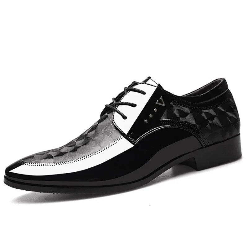 Classic Men Dress Shoes Slip on Black Leather Shoes for Men Plus Size Point Toe Business Casual Men Formal Shoes for Wedding