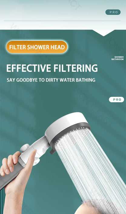 10 Mode Filter Shower Head Adjustable High Pressure Water Saving Shower One-click Water Stop Skin Care Shower Head Universal