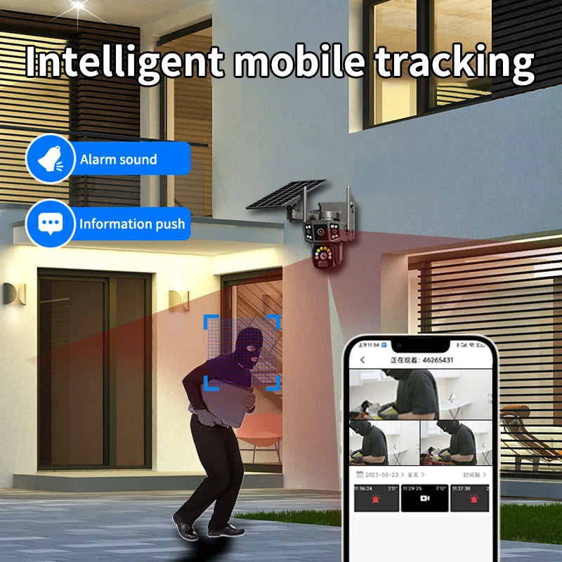 V380 Pro 10X 4K Dual Lens Outdoor Security Network Camera Wireless Wi-Fi Solar CCTV, 4G SIM Solar Cameras