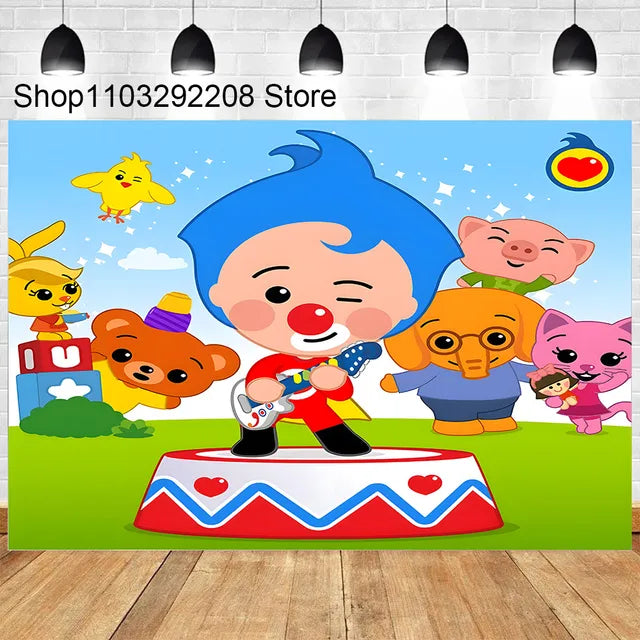 Plim Cartoon Theme Decoration for Kids, 1st Birthday Party Supplies, Baby Shower, Rainbow Circus Background, Photography Props 