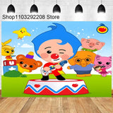 Plim Cartoon Theme Decoration for Kids, 1st Birthday Party Supplies, Baby Shower, Rainbow Circus Background, Photography Props 
