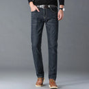 Spring Autumn Business Men Jeans Casual Straight Stretch Fashion Classic Black Sky Blue Grey Work Denim Trousers Brand Clothing