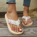 Fashion Floral Flat Flip Flops Women 2025 Summer Non Slip Lightweight Sandals Woman Comfortable Outdoor Beach Slippers Plus Size