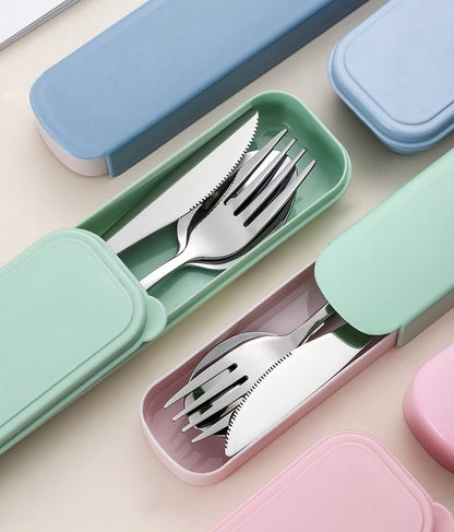 3pcs 410 Stainless Steel Portable Cutlery Set Mirror Polished Edge Rounded Comfortable Knife Fork And Spoon Three Piece Set