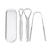 1/2/4 Pcs Reusable Stainless Steel Useful Tongue Scraper Cleaner Fresh Breath Cleaning Coated Tongue Oral Hygiene Care Tools