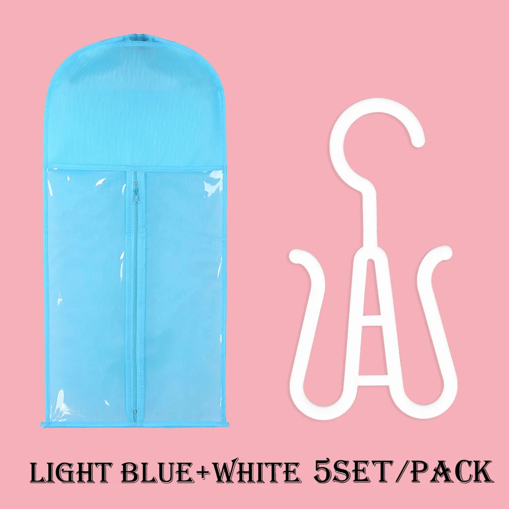 5/10 conjunto saco de armazenamento de peruca longa titular caso extensões de cabelo saco de armazenamento com cabide para peruca saco de armazenamento de extensão de cabelo com cabide
