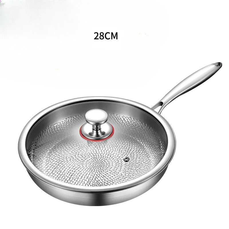 High-end titanium pan, household uncoated steak frying pan, titanium alloy non-stick pan, gas stove with titanium pan