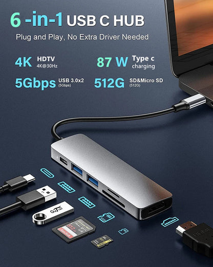 USB C Hub to 4K HDMI-Compatible SD TF Card Reader USB 3.0 2.0 Type C Charging Docking for MacBook iPad Samsung S22 Dex TV Mouse