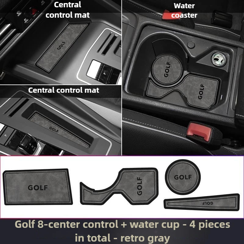 4 pcs Suede Waterproof Non-Slip Cup Coasters Center Console Car Decor for Volkswagen Golf 8 R-Line & Pro Accessories
