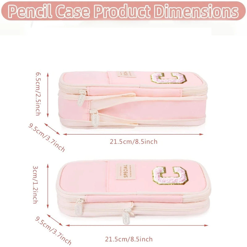 Letters Cute Pencil Case for Girls Large Pencil Pouch for School Supplies, Portable Pen Bag Aesthetic Organizer Pen Box