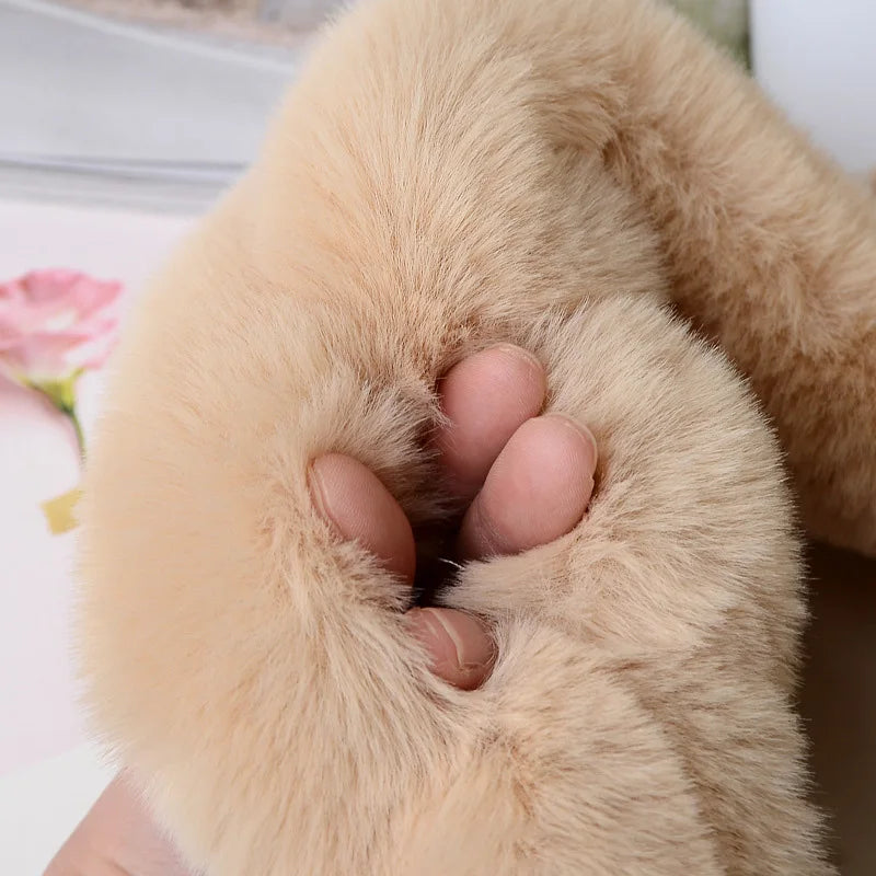 New Fake Fur Scarf Female Imitation Rabbit Fur Warm Scarf Winter Student Plush Female Scarf Winter Cold Outdoor Thickening Warm