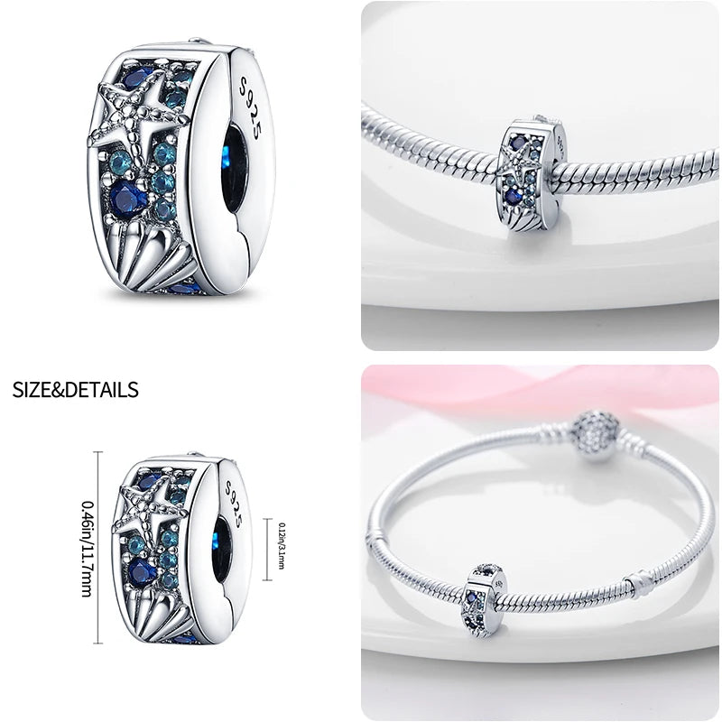 Ocean Series - Original Genuine 925 Sterling Silver Turtle Crab Mermaid Charm Beads Suitable for 3mm Bracelet DIY Making Pendant