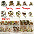 75Pcs 6mm/7mm/8mm/9mm/10mm for Choose Fuel Spring Clip Vacuum Silicon Hose Clamp Autos Spring Clip Fuel Oil Water Tube Clamp