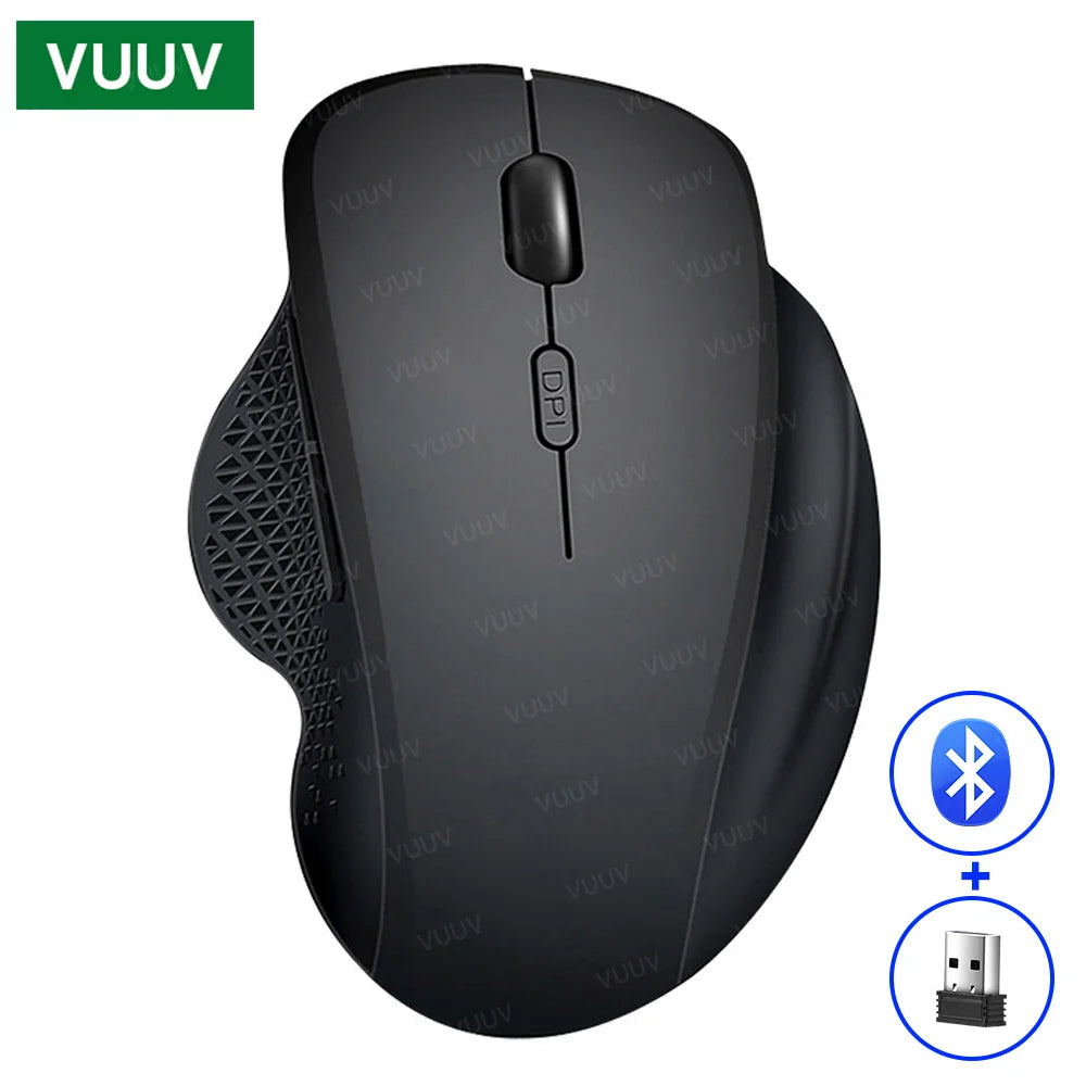 Ratón inalámbrico ergonómico Bluetooth VUUV para computadora portátil Macbook 1600DPI modo dual recargable para iOS Android tableta