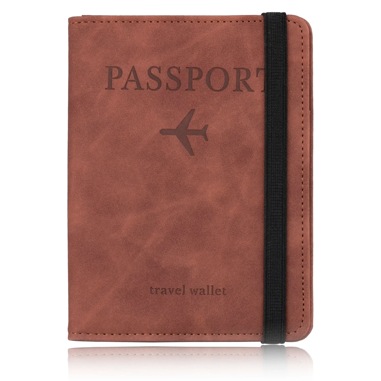 Tarjetero de cuero con bloqueo RFID, funda para pasaporte, billetera, accesorios de viaje para mujeres y hombres.