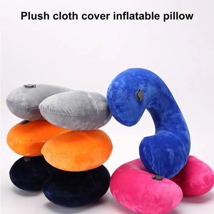 Almohada de cuello en forma de U, inflable, para aliviar la fatiga, para viajes, reposacabezas de vuelo, cojín para dormir en forma de U para avión.