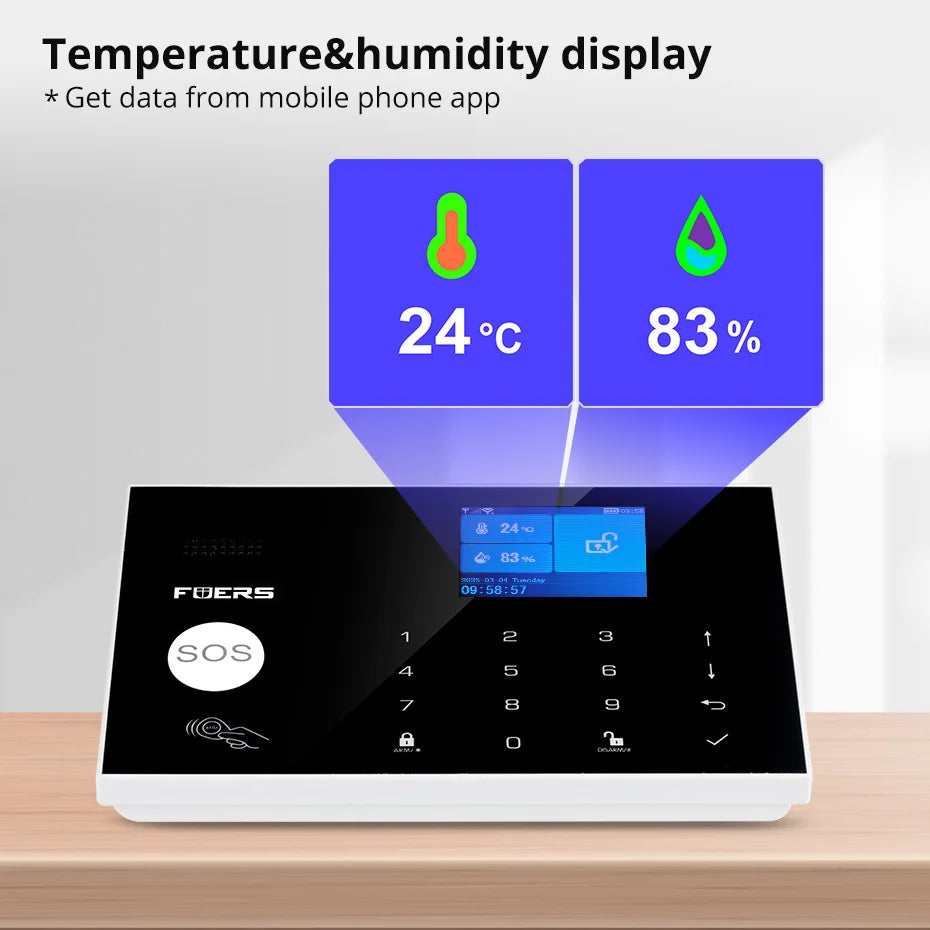 FUERS WIFI GSM Alarm System Wireless Home Burglar Security Alarm System Tuya APP Control Siren Motion Detector PIR Smoke Sensor