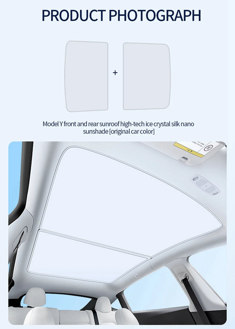 Parasol mejorado para Tesla Model Y 3 Highland, parasol anti-UV, visera protectora de techo, hebilla de tela para hielo, cubierta de refrigerador para tragaluz de vidrio