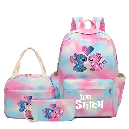 Mochila colorida de Disney Lilo Stitch, juego de 3 piezas para mujer, mochilas escolares informales con bolsa de almuerzo, mochila para niña, niño, estudiante y adolescente.