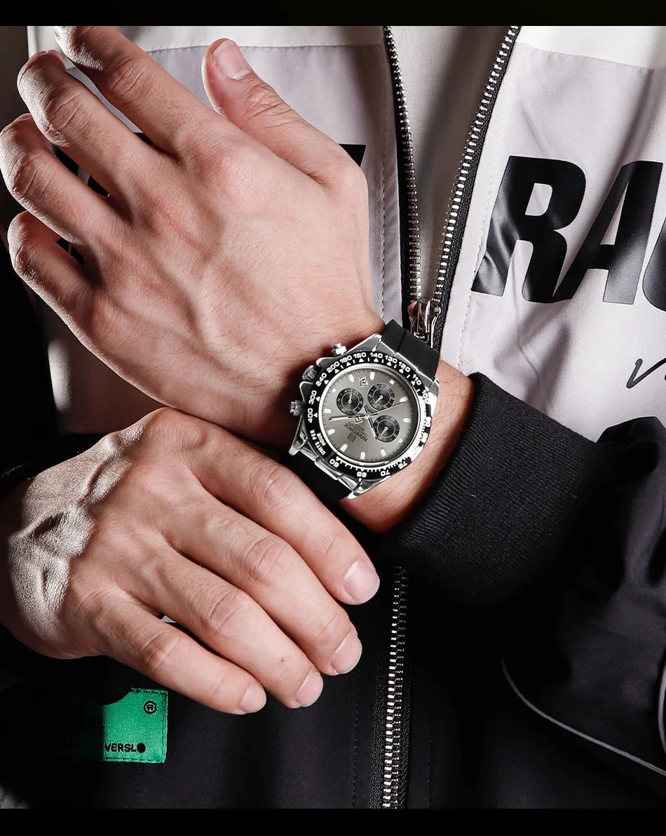 NAVIFORCE Reloj de lujo para hombre, deportivo, resistente al agua, de cuarzo, con correa de silicona, cronógrafo, luminoso, de pulsera, masculino