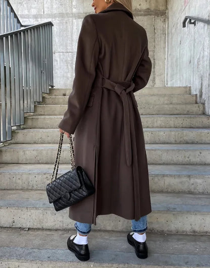 2023 Autumn Winter Spring New Fashion Casual Elegant Simple Long Sleeved Lapel Button Split Woolen Jacket