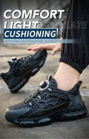 Rotating Button Safety Shoes Men Steel Toe Sneaker Air Cushion Work Shoes Man Puncture Proof Work Safety Boots Protective Shoes