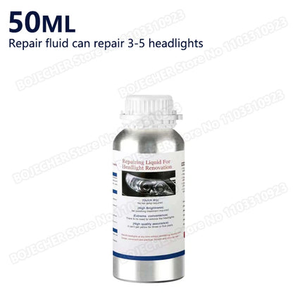 Kit de polimento de farol de carro, 100ml/50ml, restauração de farol, polímero líquido, reparo de renovação, kit limpo, ferramenta de automóvel