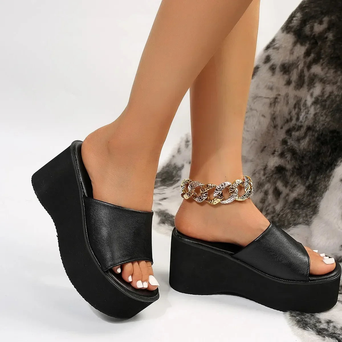 Zapatillas Zapatos De verano para Mujer, zapatillas De plataforma con cuña, Zapatos De Mujer, sandalias deslizantes De diseñador, Zapatos De lujo, Zapatos De Mujer