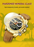 NAVIFORCE Luxury Original Watches For Men Casual Sport Chronograph Alarm Quartz WristWatch Leather Waterproof Digital Clock 9163