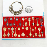 Anime Pendants Jewelry Necklace Keyrings Elsa Lucy Keys Set Zodiac Star Spirit Magician Summons Cosplay Key Ring Gift