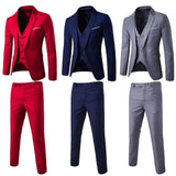 3pcs Suit Men Slim Formal Suit Solid Color Blazer Vest Pants Set 3 Piece Mens Suit Business Suit costume homme костюм мужской