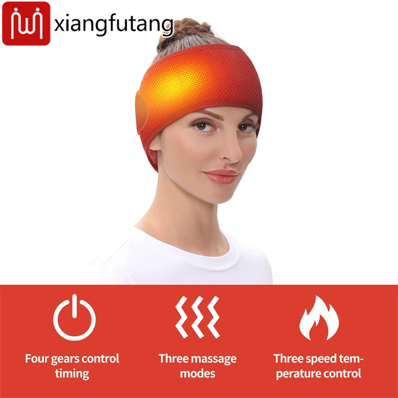 Electric Heating Head Wrap Headache Relief Headband Heated Head Belt Scalp 3 Temperature Levels for Migraines Relaxing