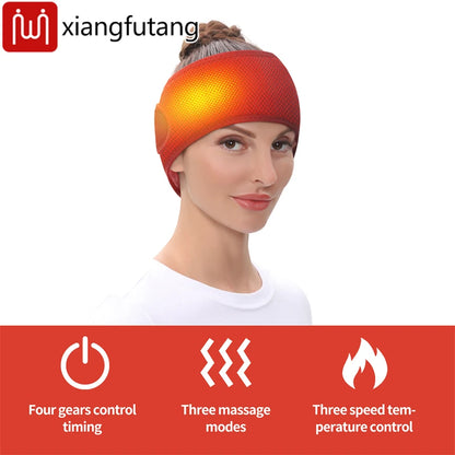 Electric Heating Head Wrap Headache Relief Headband Heated Head Belt Scalp 3 Temperature Levels for Migraines Relaxing
