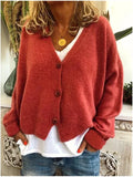 Women's Loose Knitted Cardigan, V-neck Single-breasted Long-sleeved Sweater, Solid Color, New, Spring and Autumn, S-3XL 