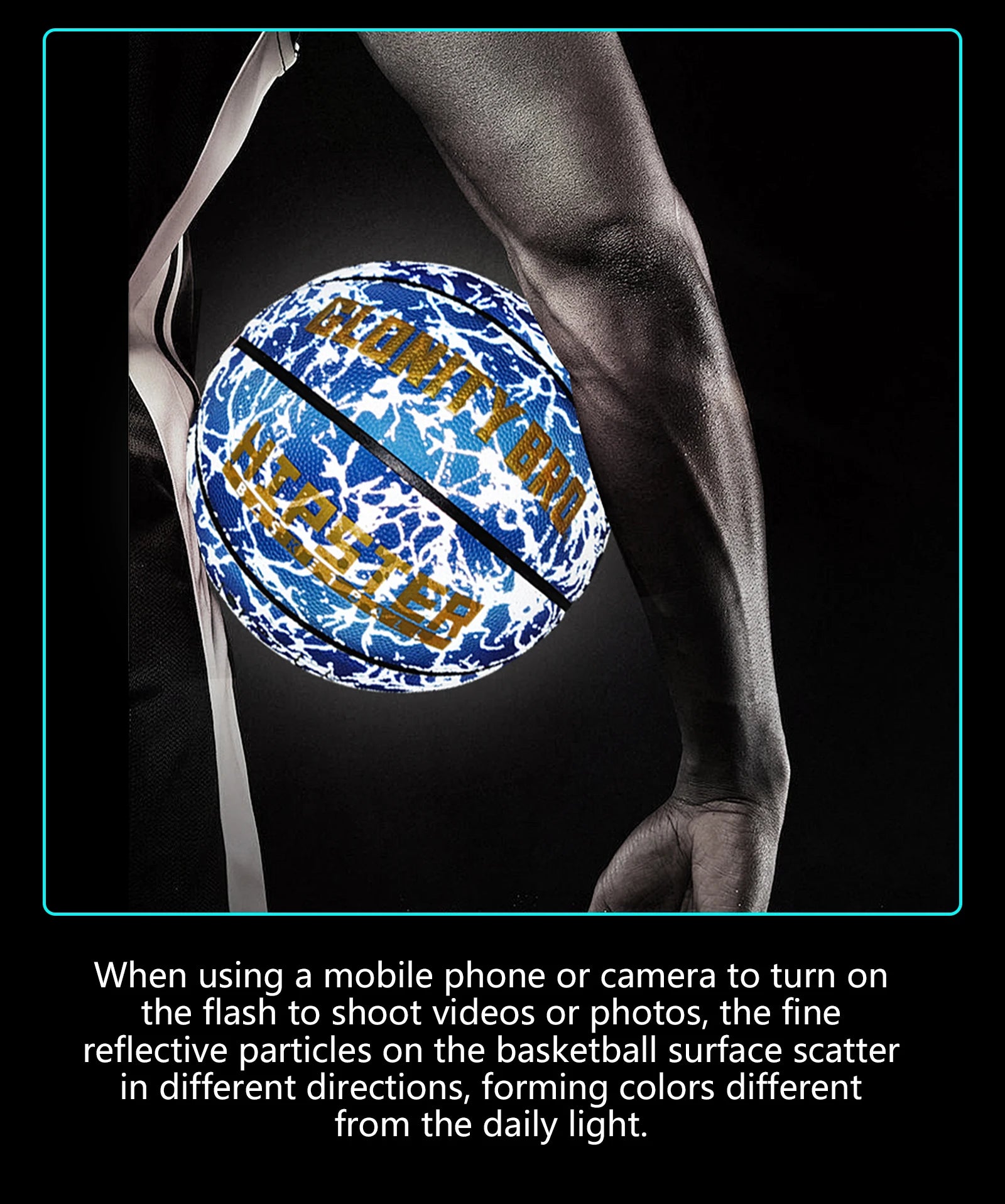 Glowing Basketball Leather Luminous Wear-Resistant Ball Size 5/6/7-27.5/28.5/29.5'' For Youth,In&Outdoor Basketball Night Game
