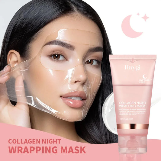 Collagen Overnight Wrapping Peel-Off Facial Mask Set Korean Collagen Night Wrapping Mask Deeply Hydrates Night Care Mask Cream