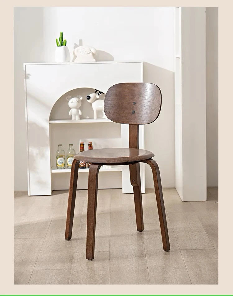 Nordic Plywood Dining Round Seat Stackable Vintage Curved Backrest Chair